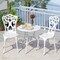 Costway 3 PCS Patio Bistro Set with Umbrella Holes Outdoor Bistro Set for Front Porch White/Green